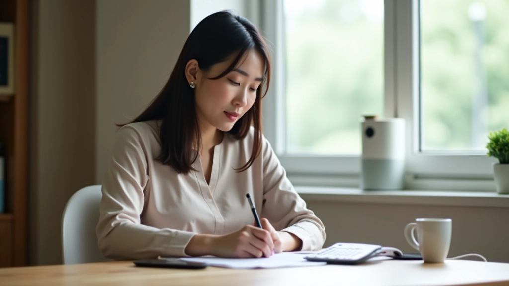 Person at desk calculating monthly expenses and setting emergency fund savings amount on spreadsheet